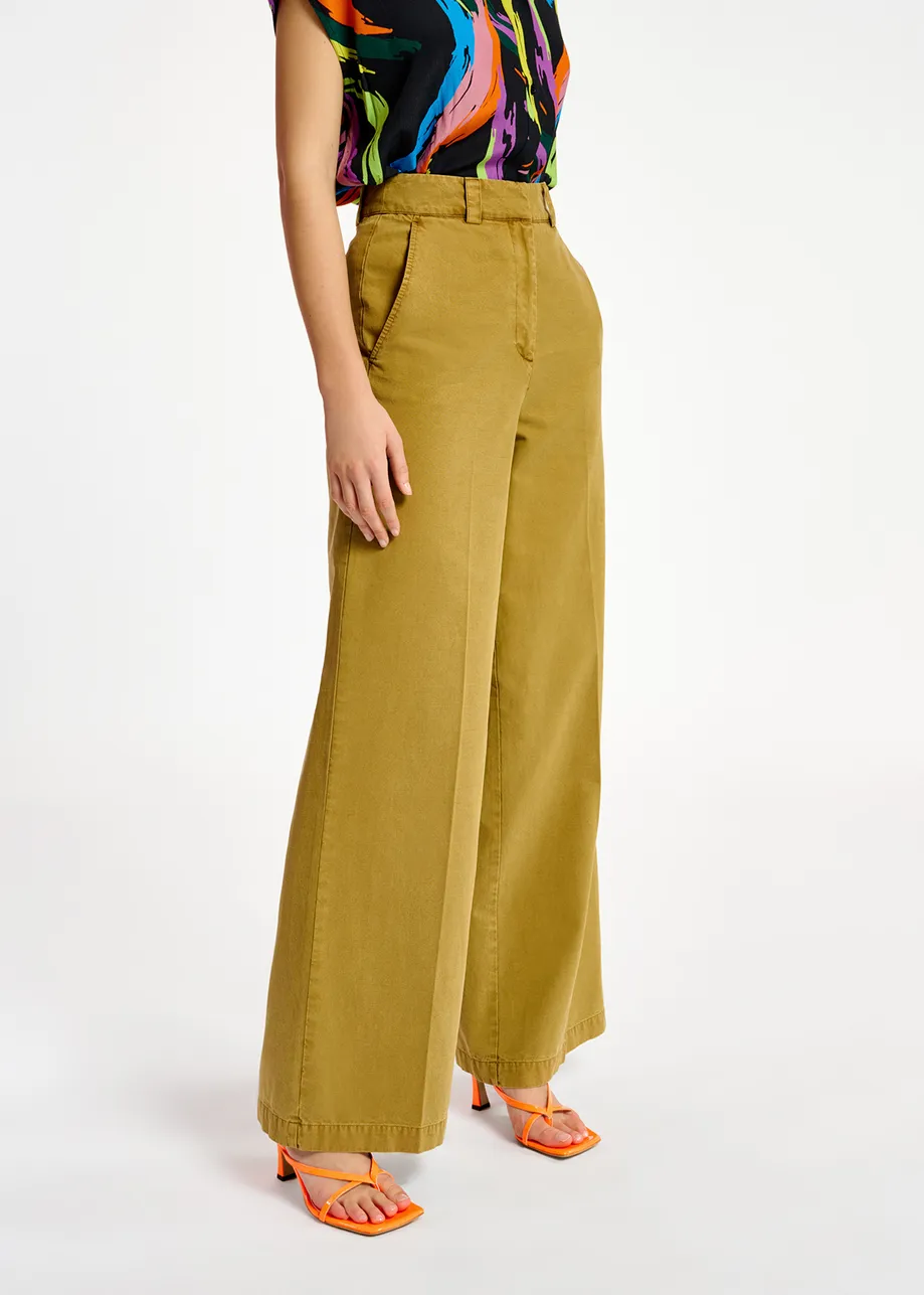 Khaki straight-leg pants