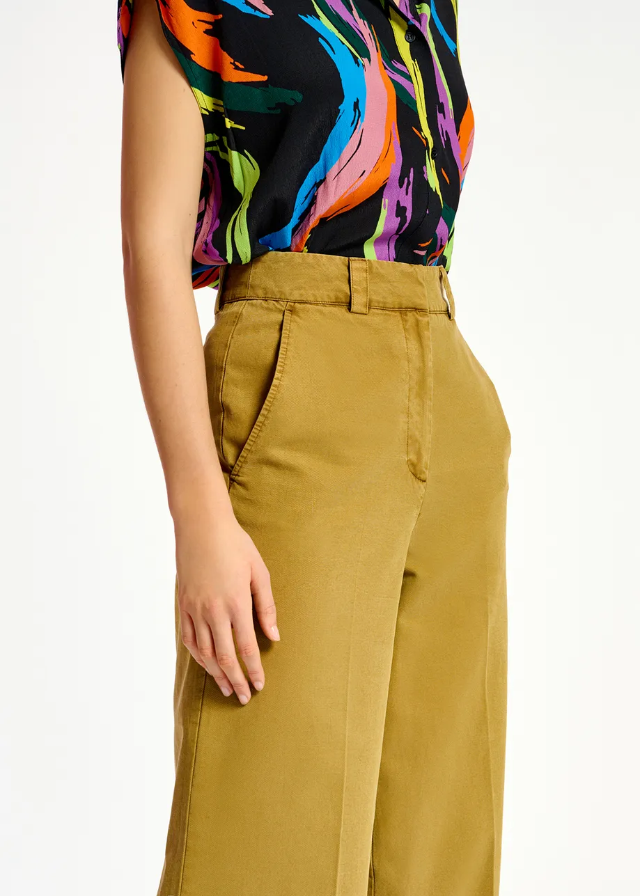 Khaki straight-leg pants