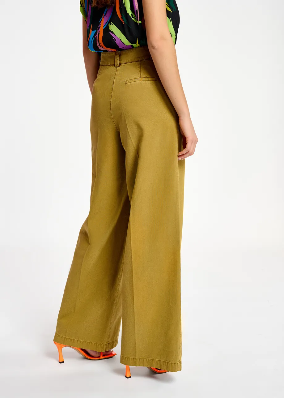 Khaki straight-leg pants