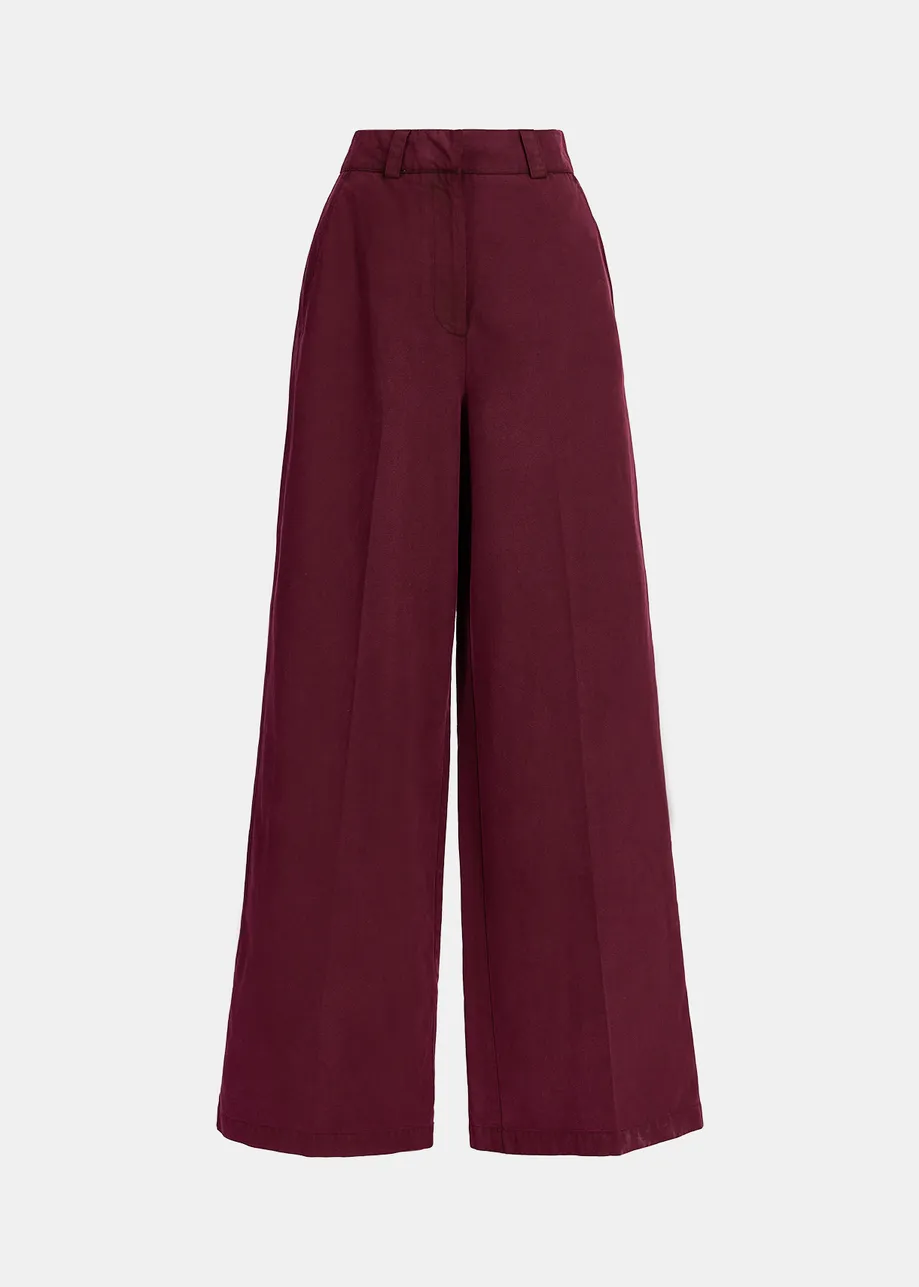 Burgundy straight-leg pants
