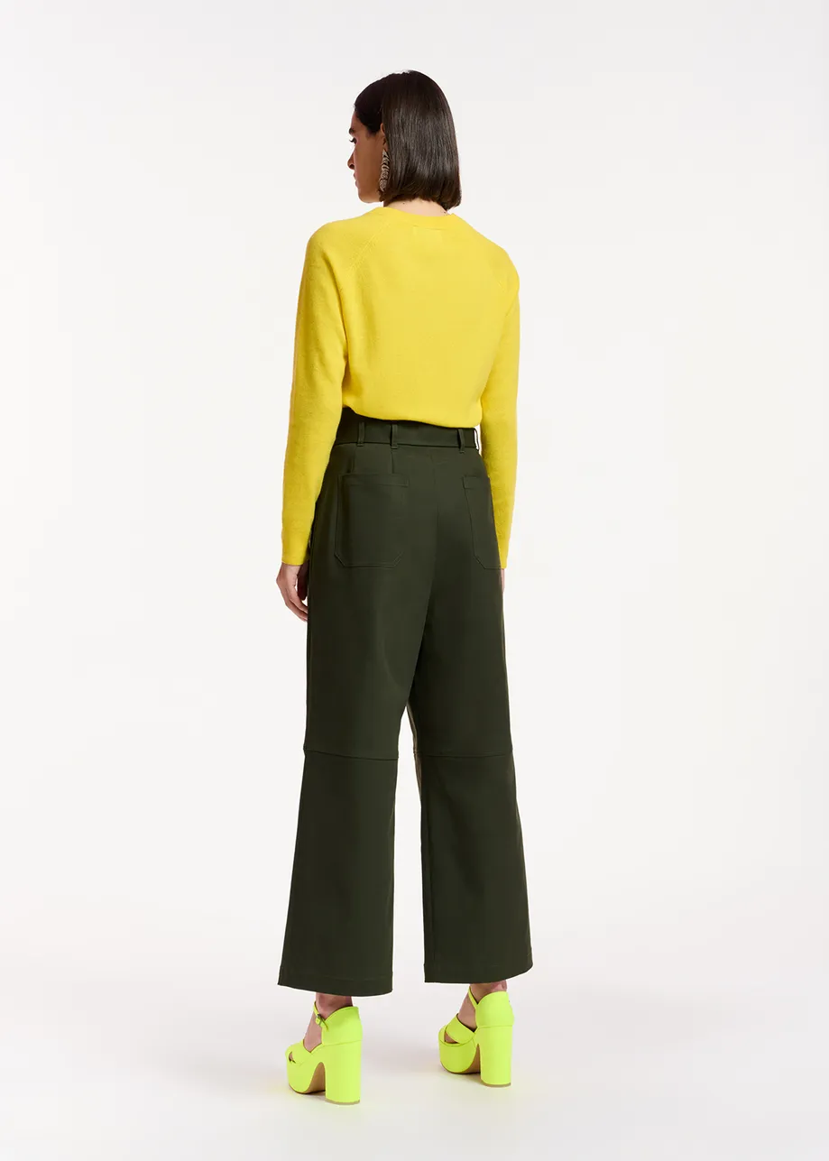 Pantalon droit vert foncé avec ceinture