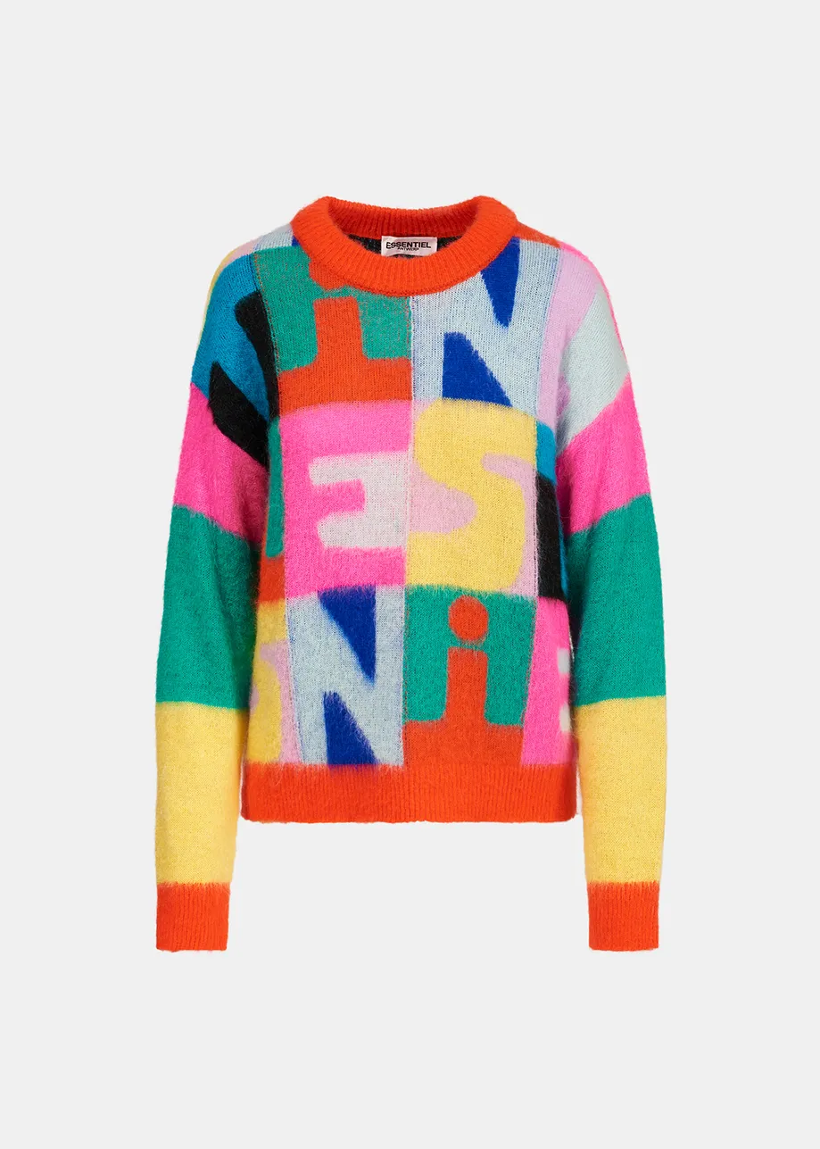 Pull en intarsia multicolore