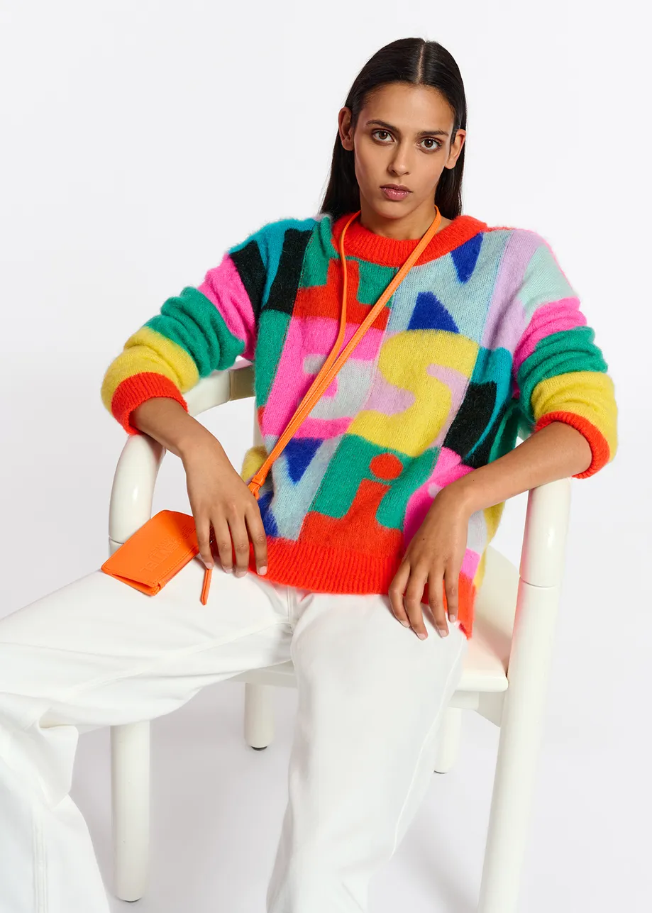 Pull en intarsia multicolore