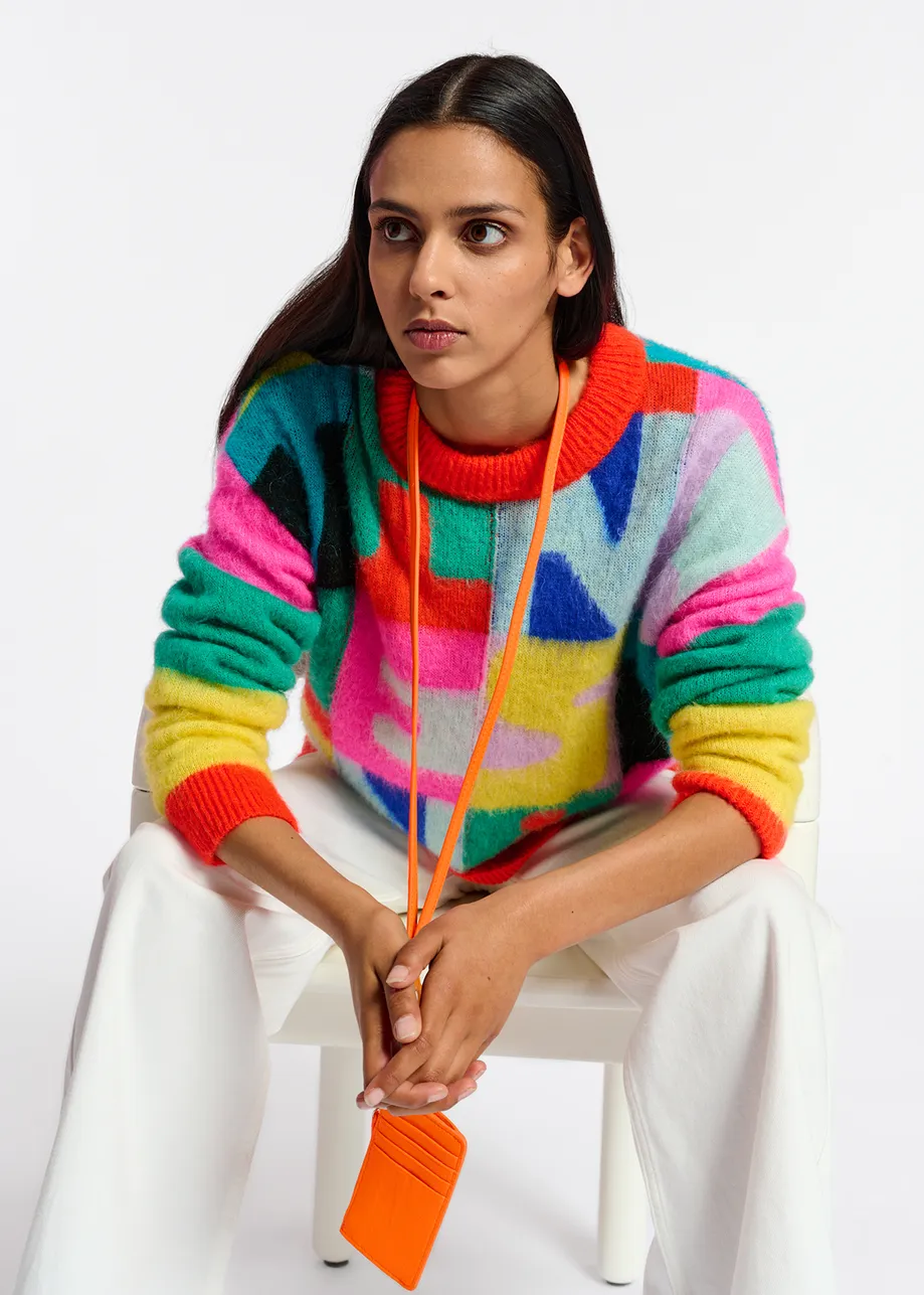 Pull en intarsia multicolore