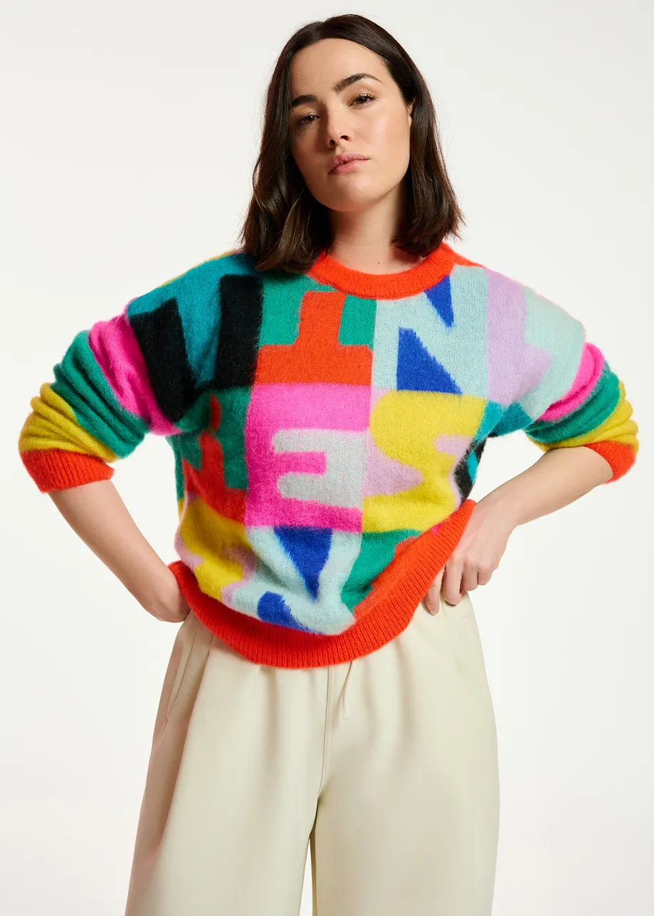 Pull en intarsia multicolore