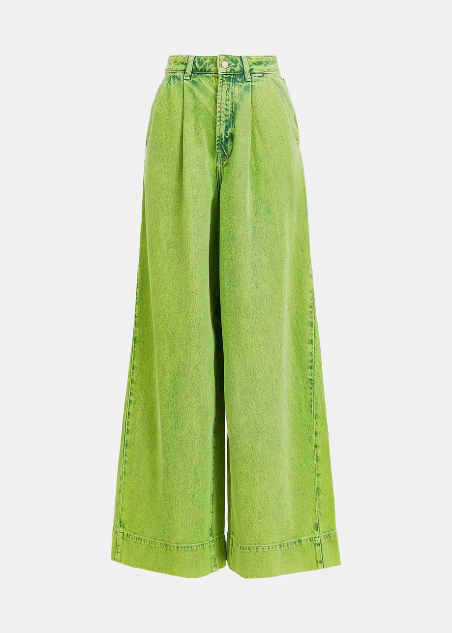 Jean vert citron aux jambes larges