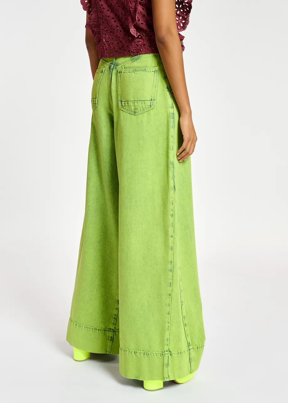 Jean vert citron aux jambes larges