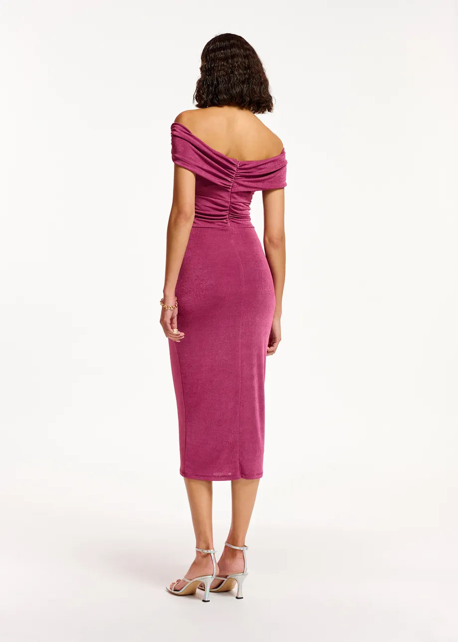 Purple stretch-jersey midi-length dress