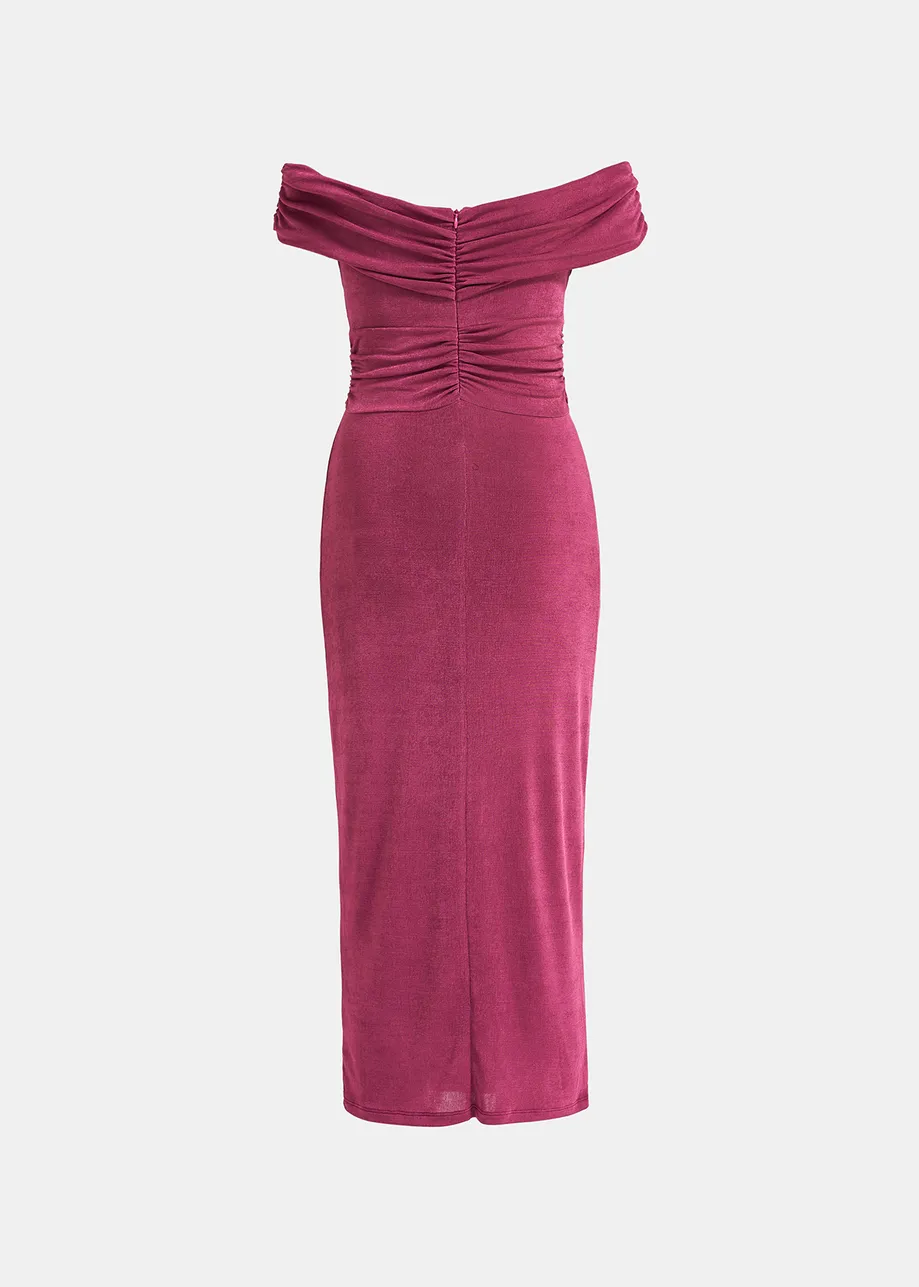 Purple stretch-jersey midi-length dress
