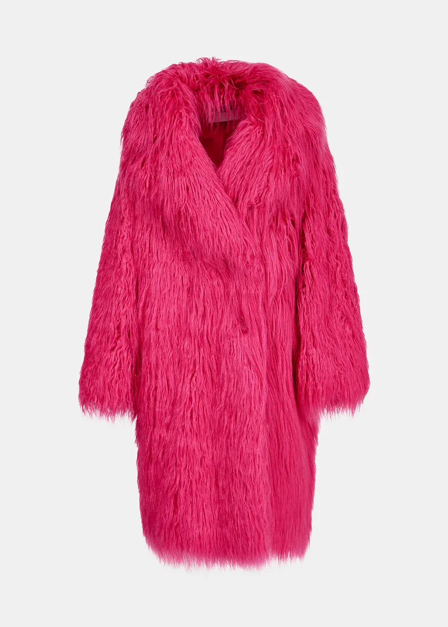 Manteau oversize en fausse fourrure rose