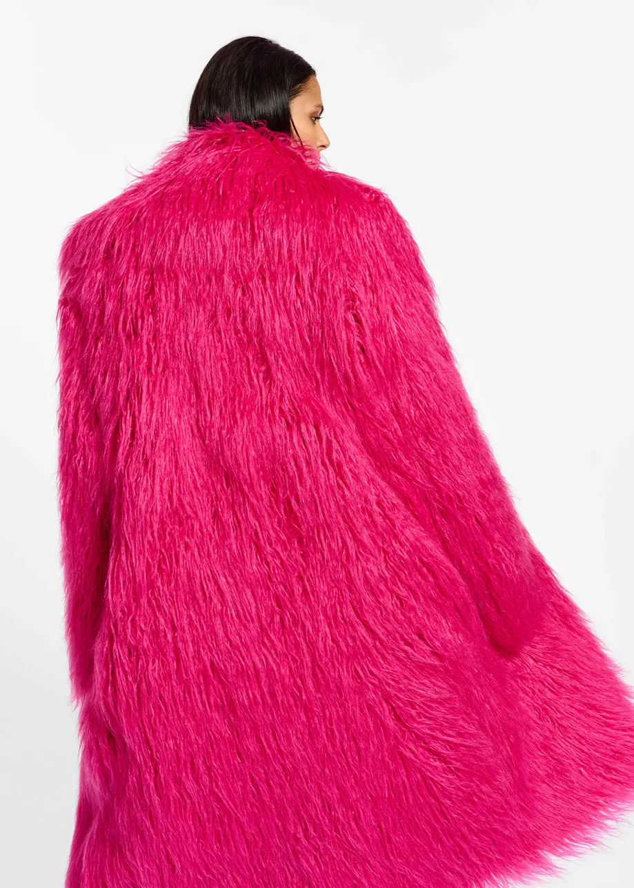 Manteau oversize en fausse fourrure rose