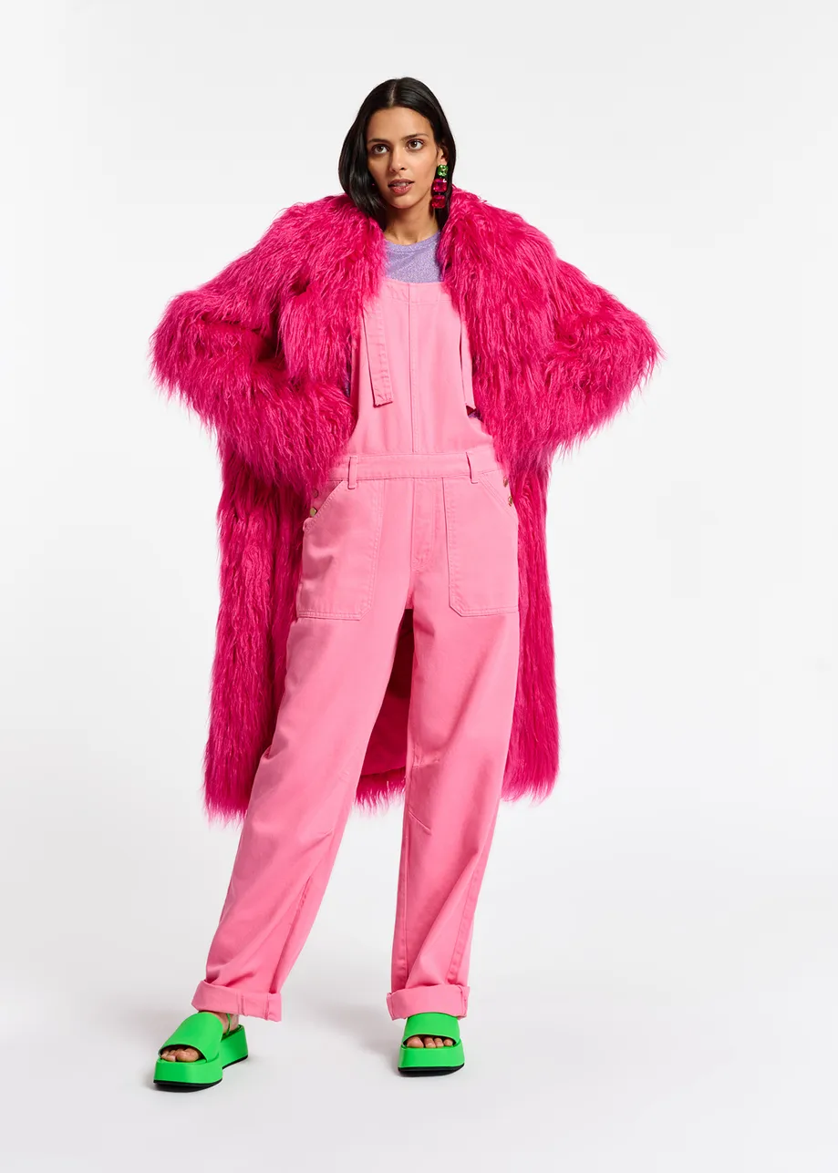 Manteau oversize en fausse fourrure rose