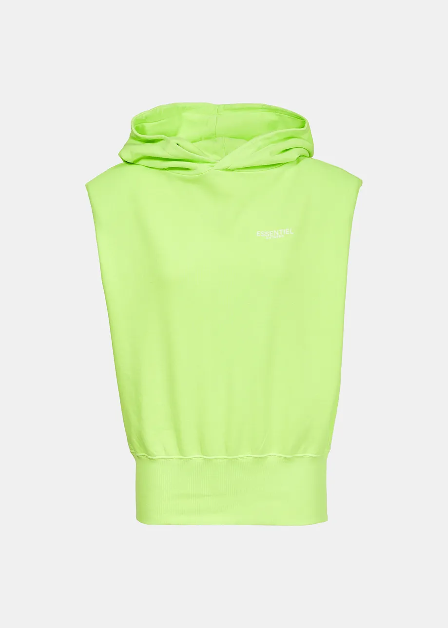 Fluogele biokatoenen hoody zonder mouwen