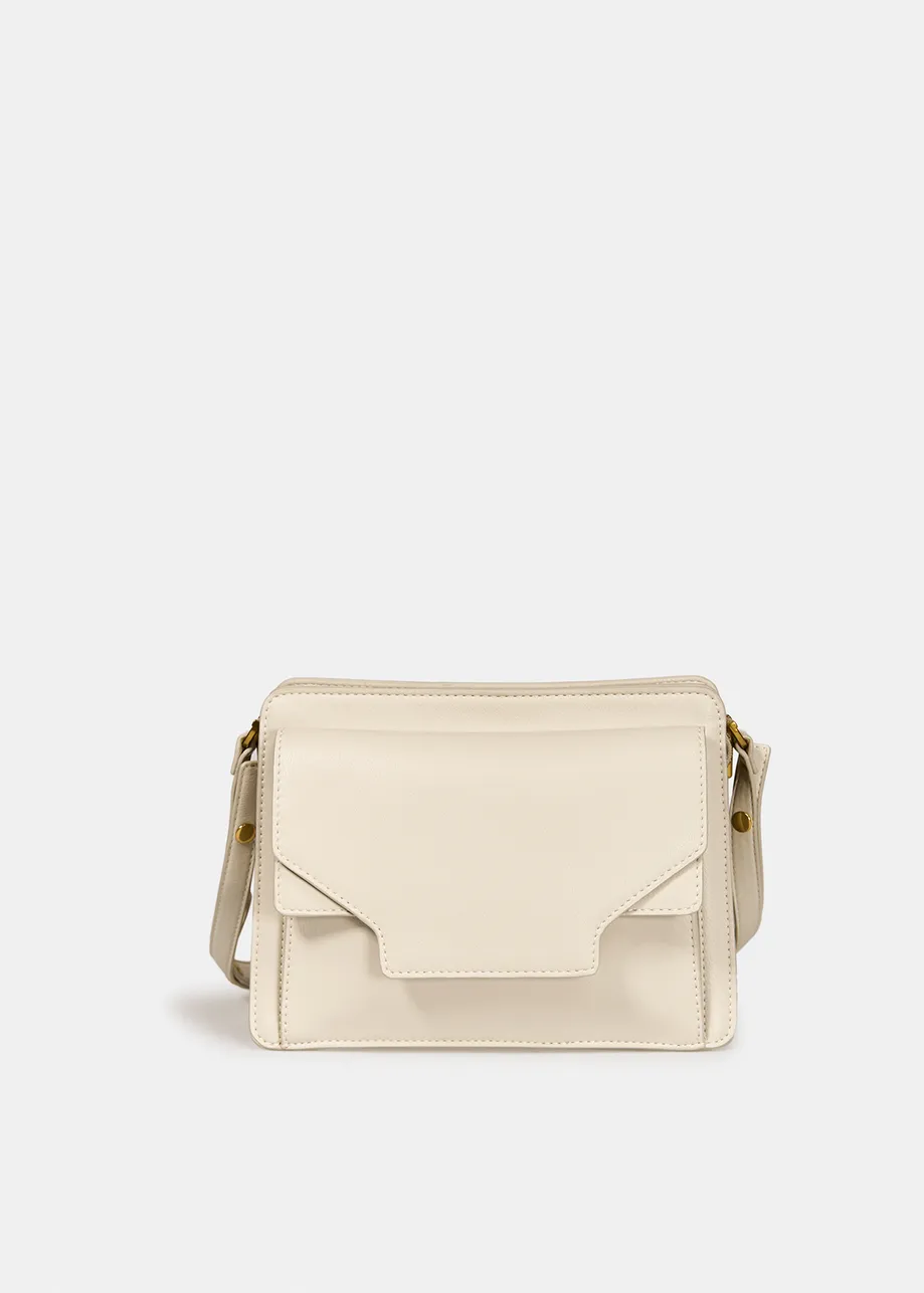 Ecru faux leather shoulder bag