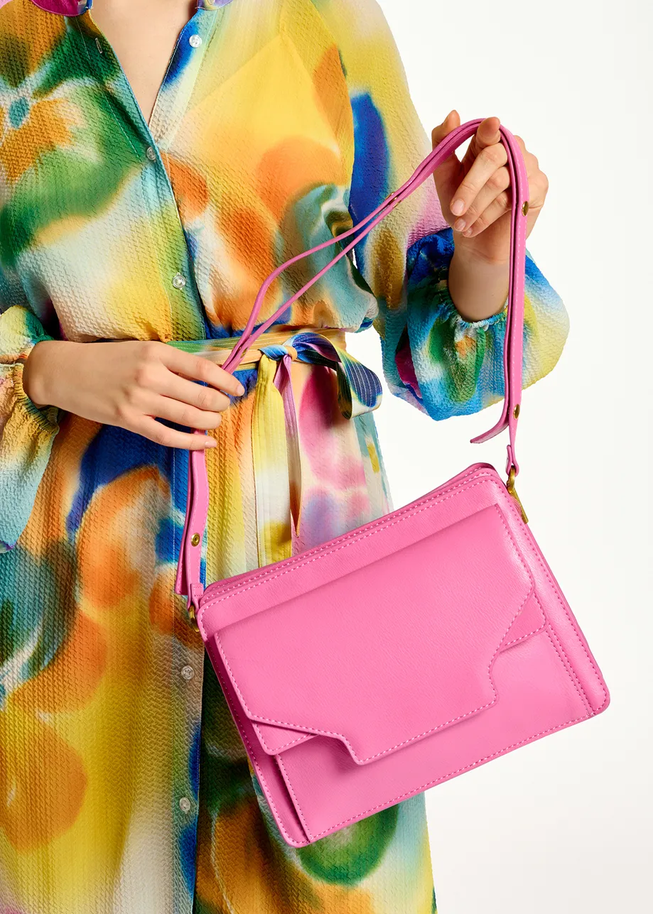 Pink faux leather shoulder bag