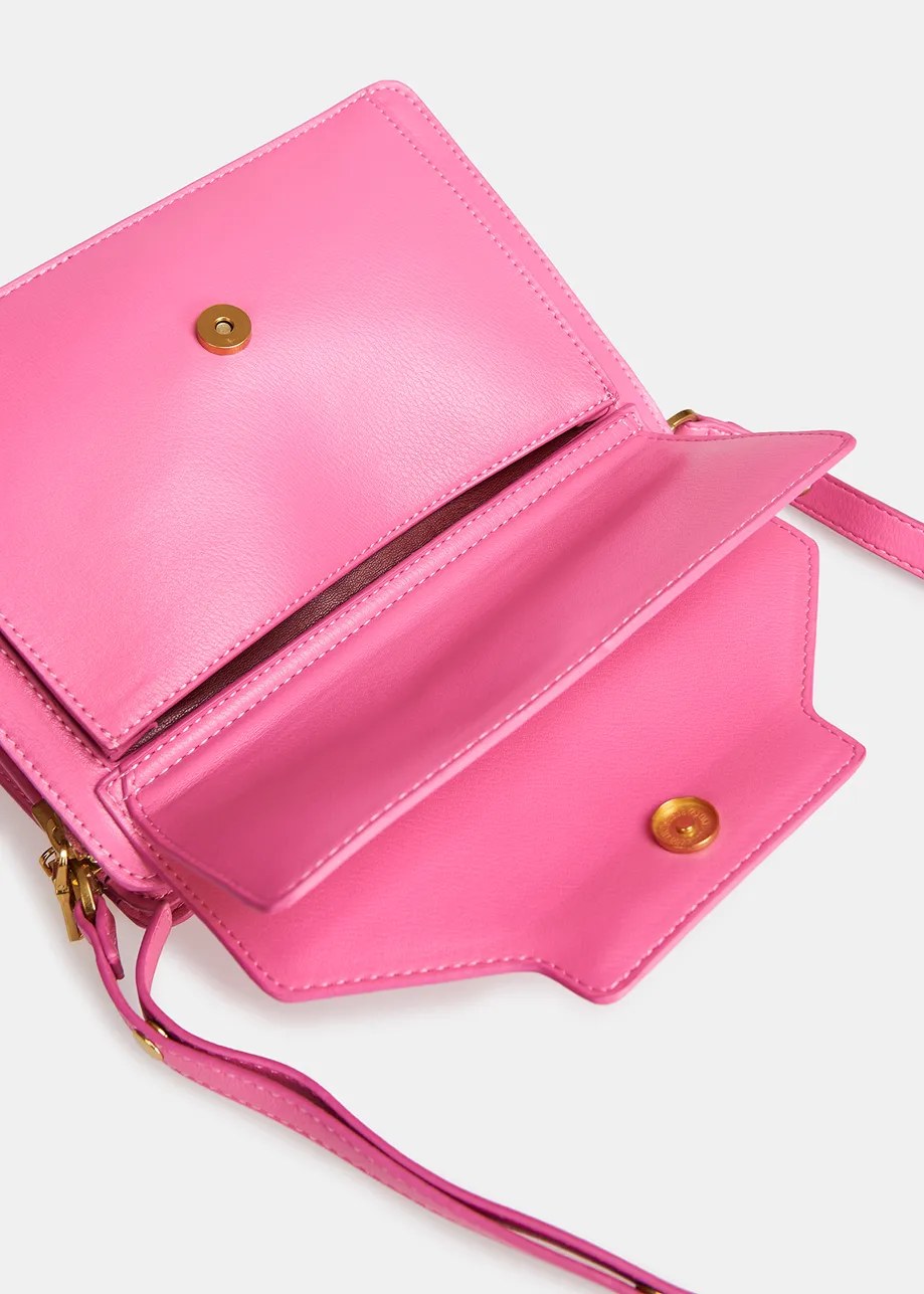 Pink faux leather shoulder bag