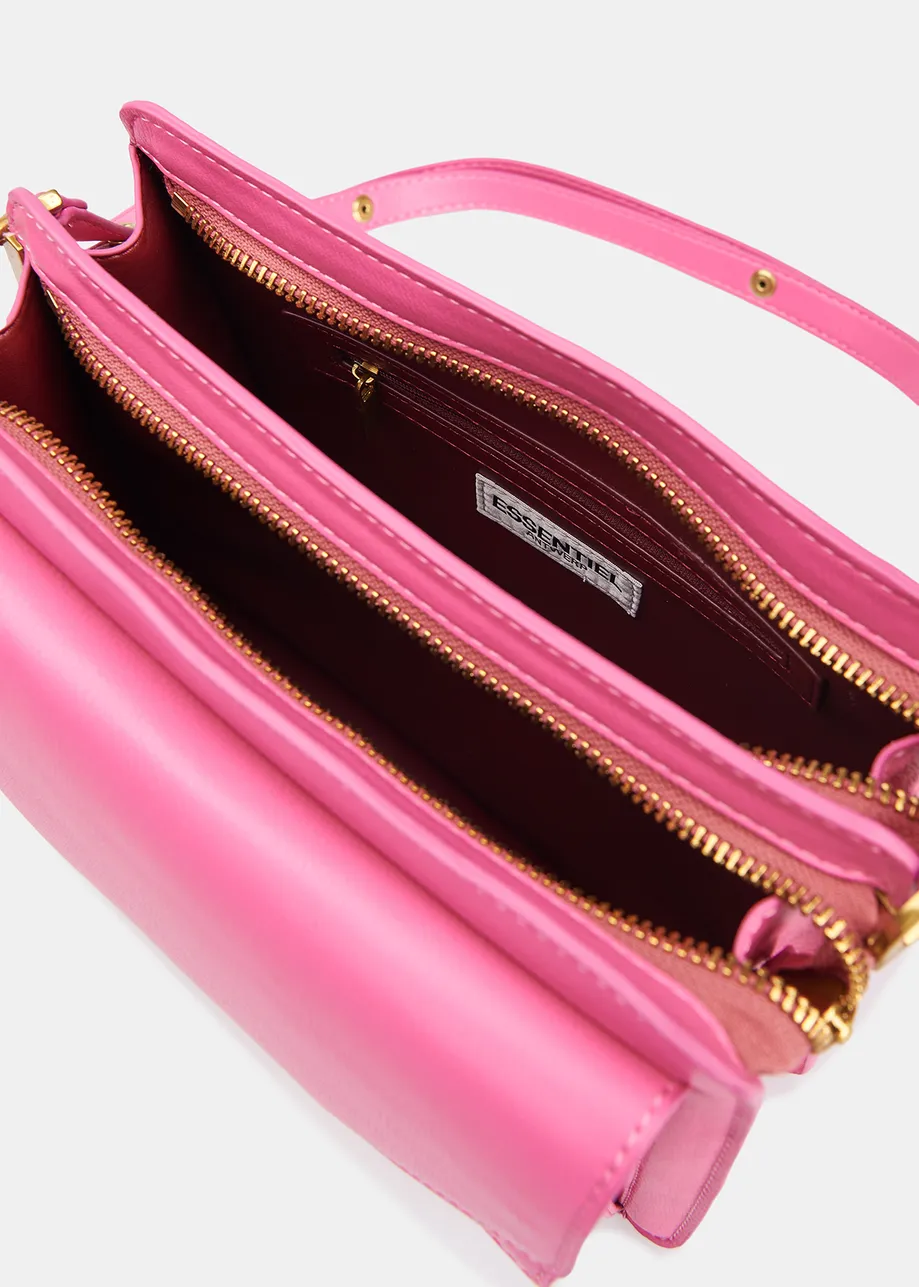 Pink faux leather shoulder bag