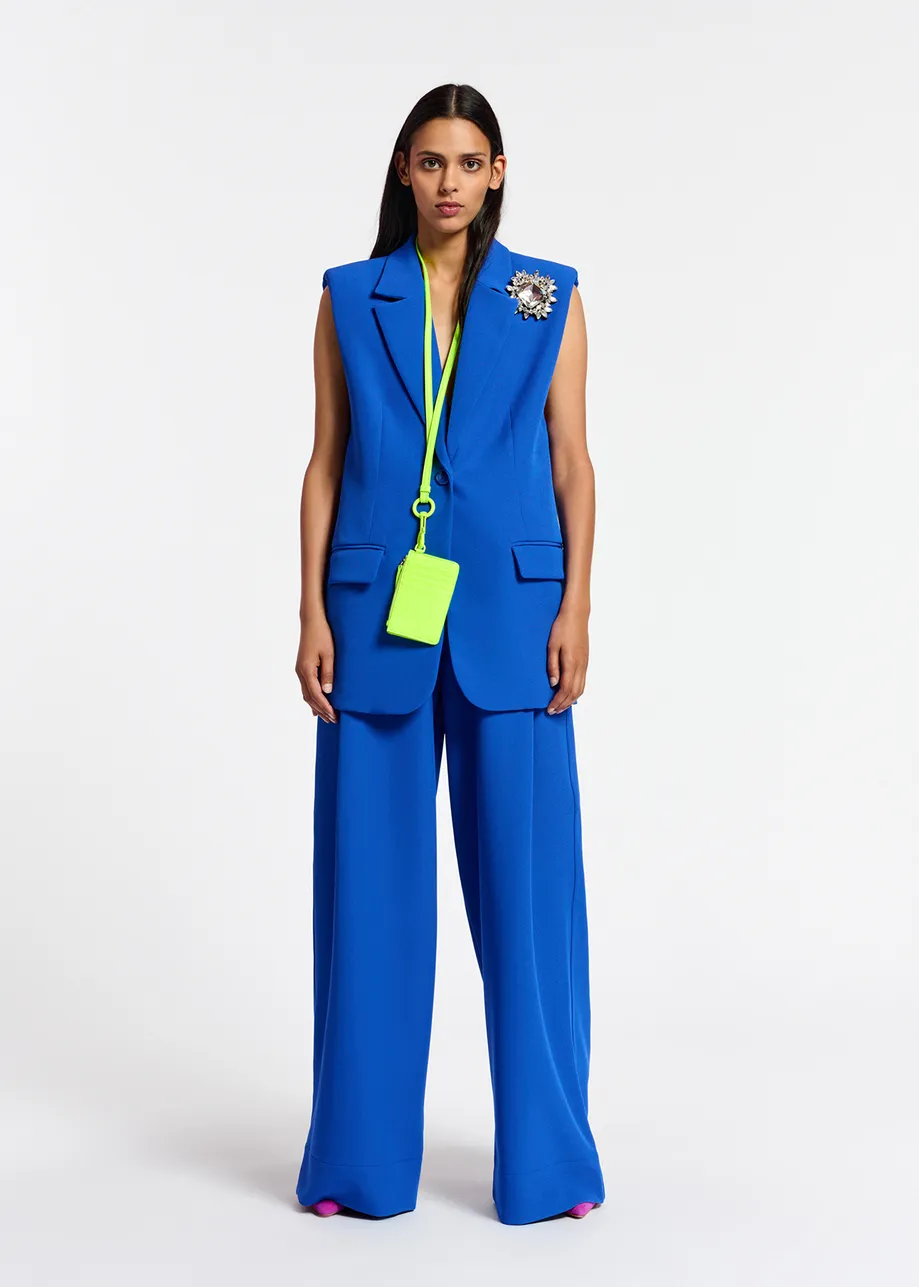 Blue sleeveless blazer