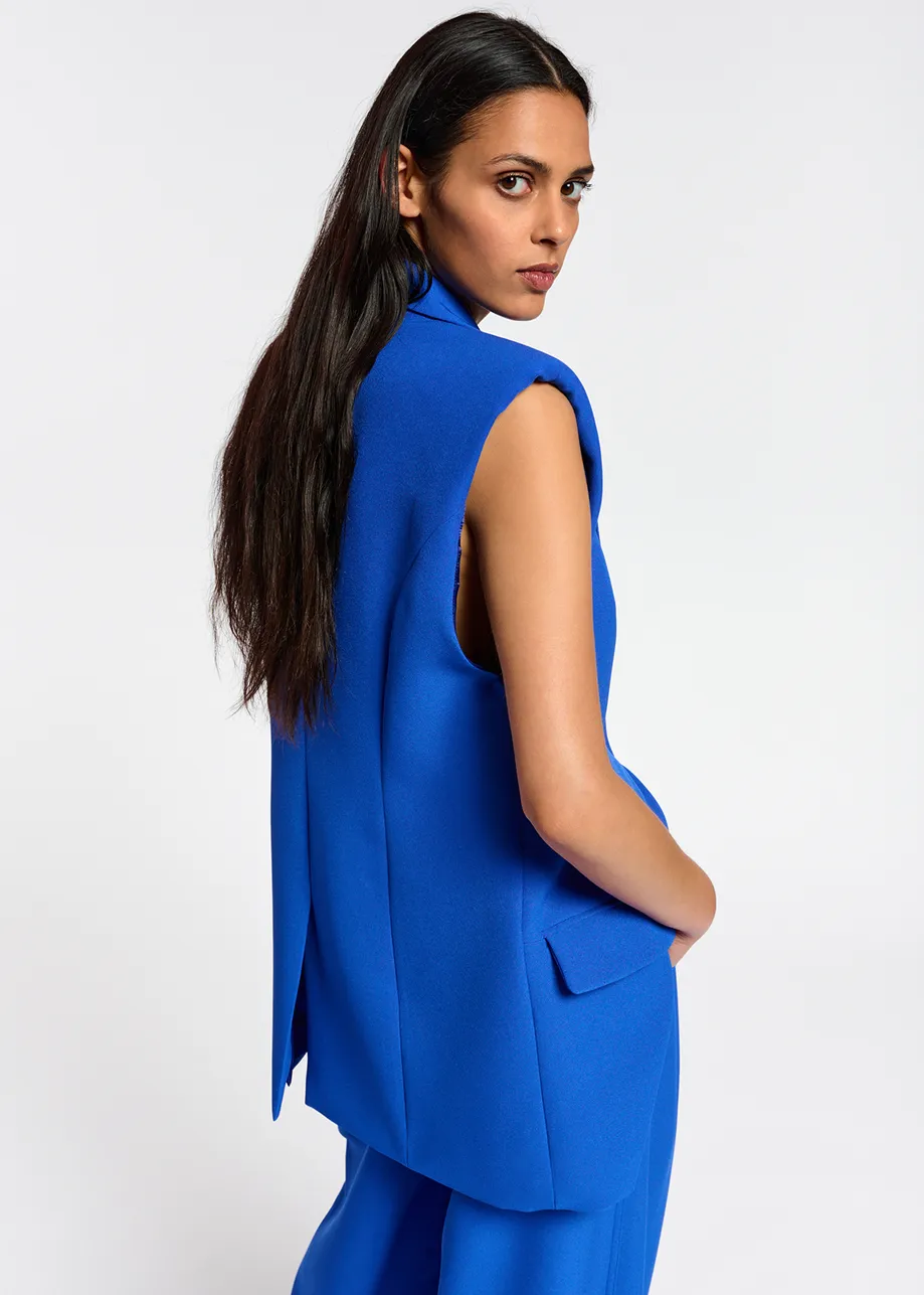 Blue sleeveless blazer