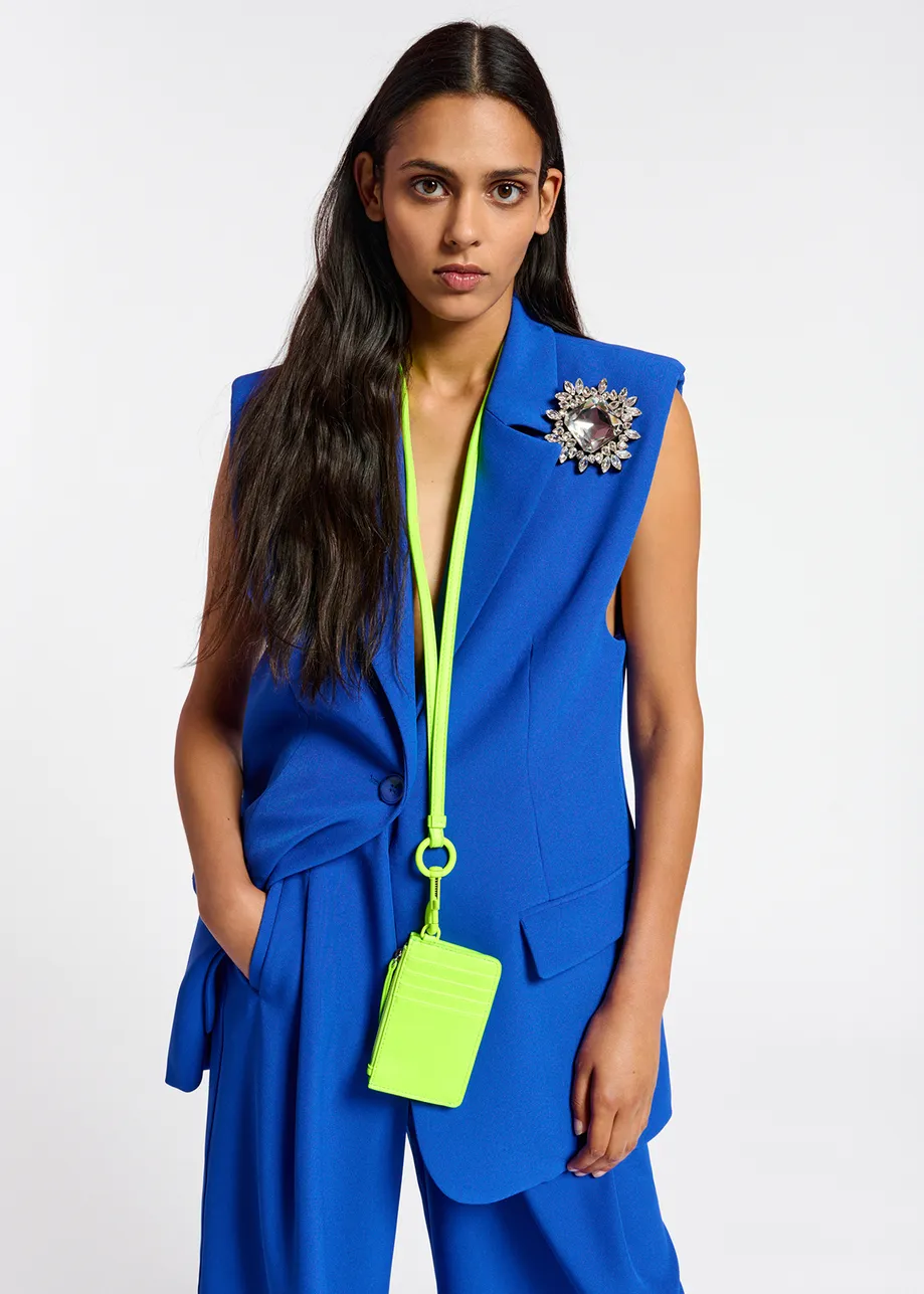 Blue sleeveless blazer
