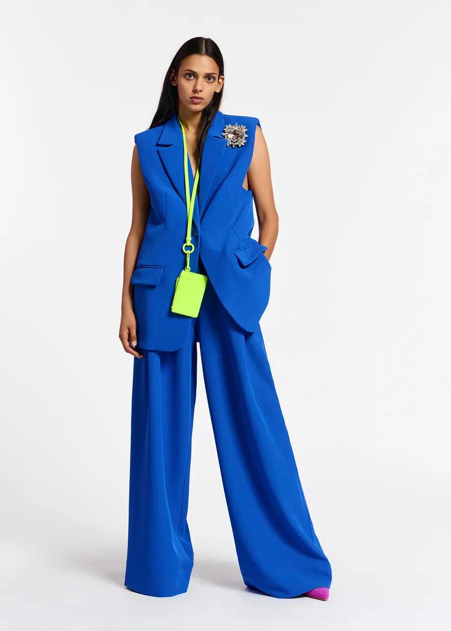 Blue sleeveless blazer