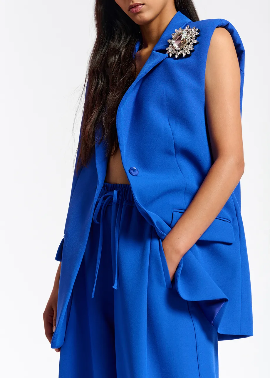 Blue sleeveless blazer