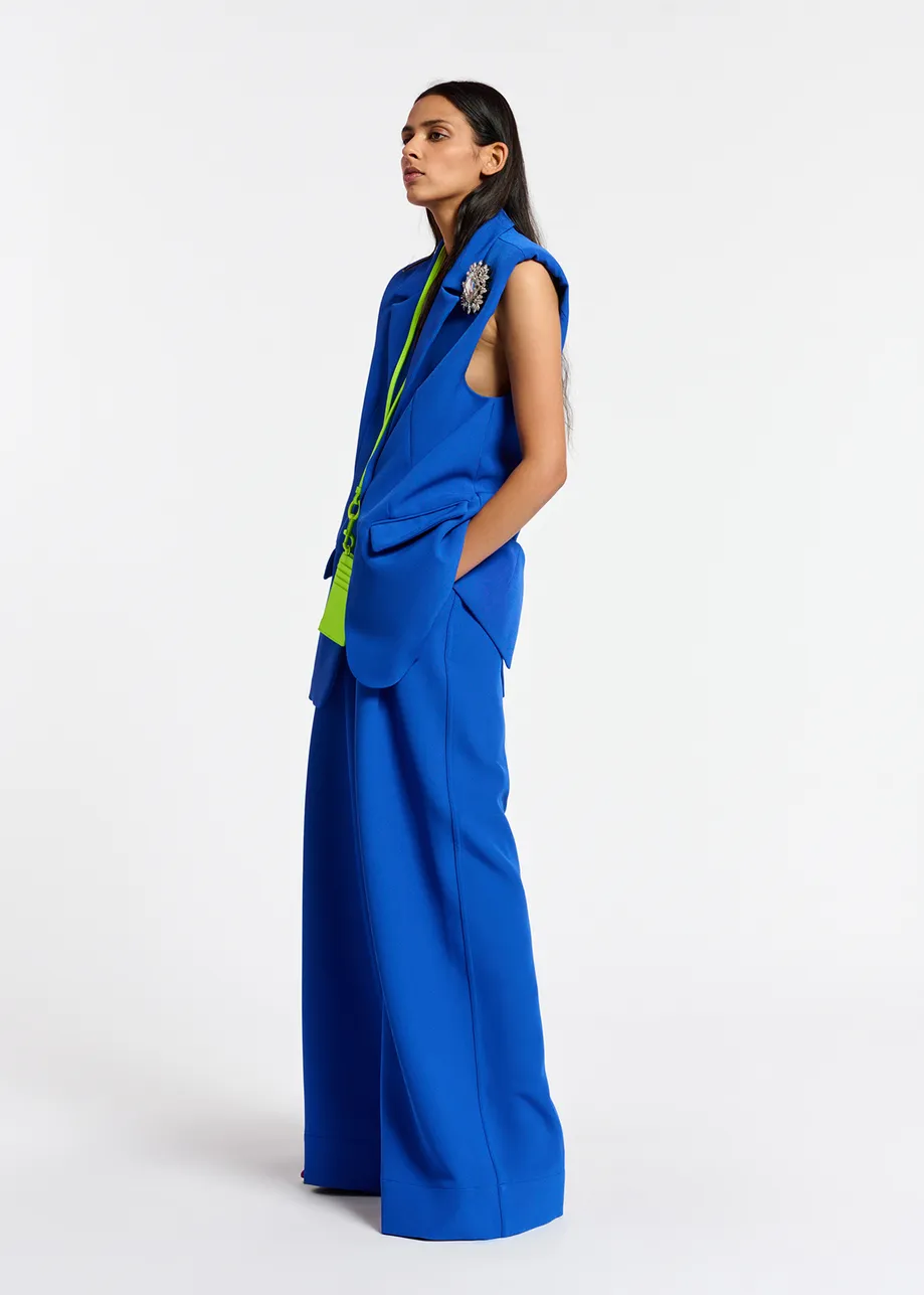 Blue sleeveless blazer