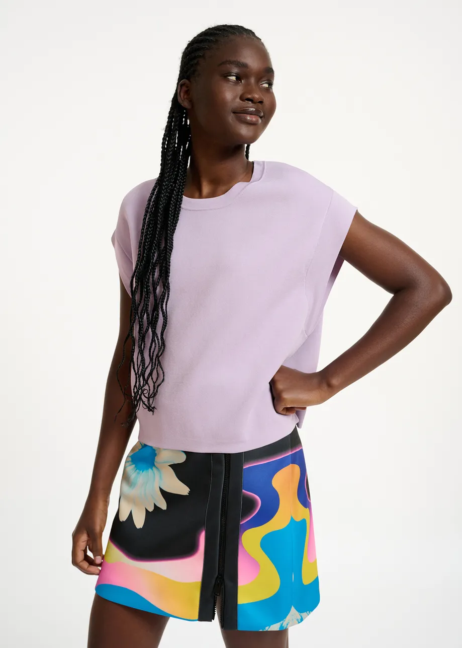 Lilac sleeveless knitted sweater