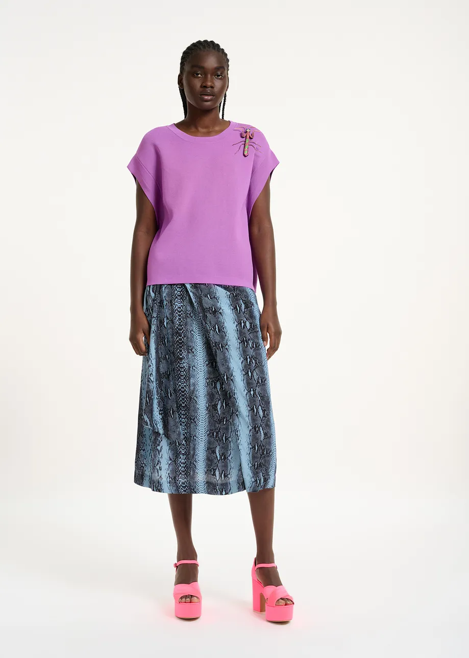 Purple sleeveless knitted sweater