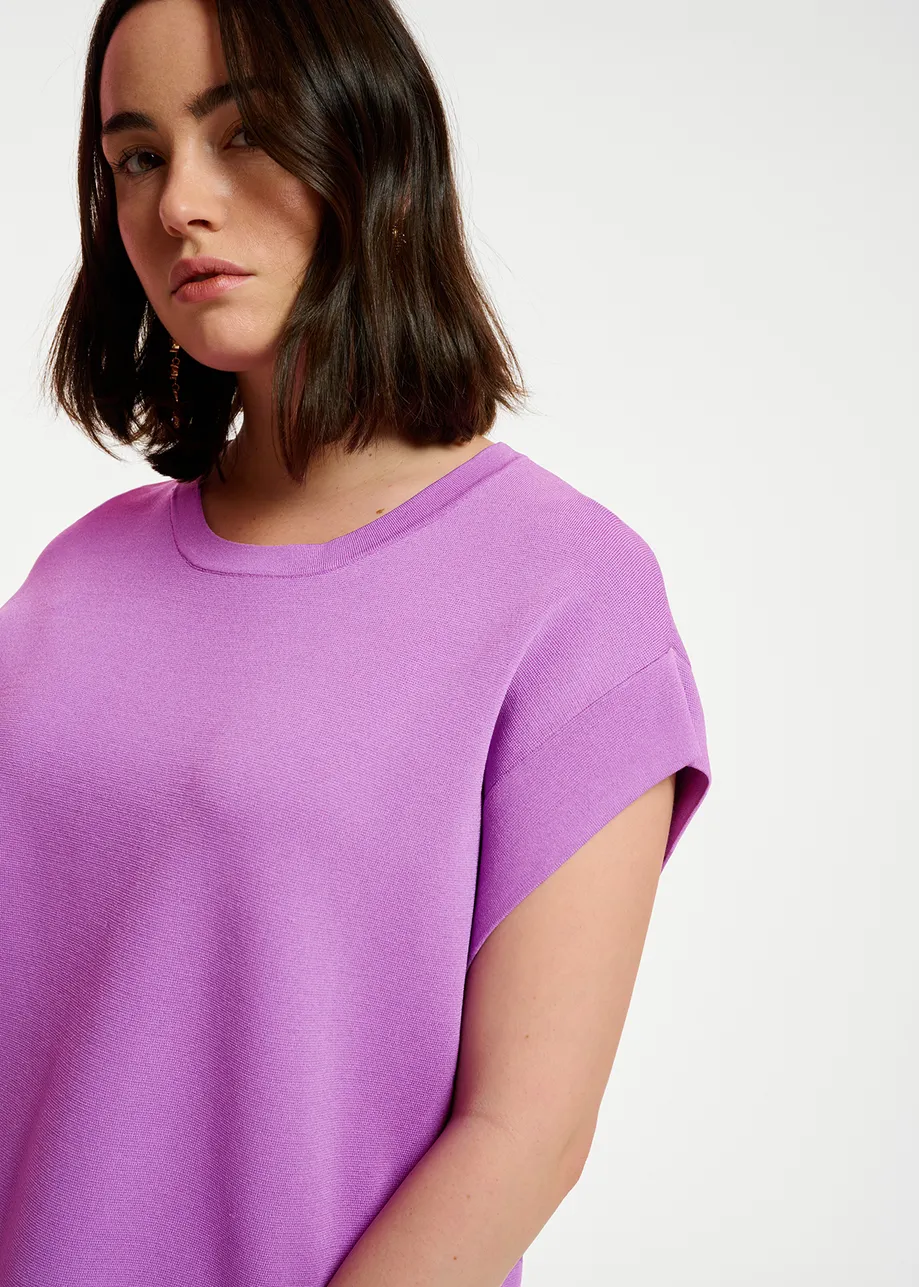 Purple sleeveless knitted sweater