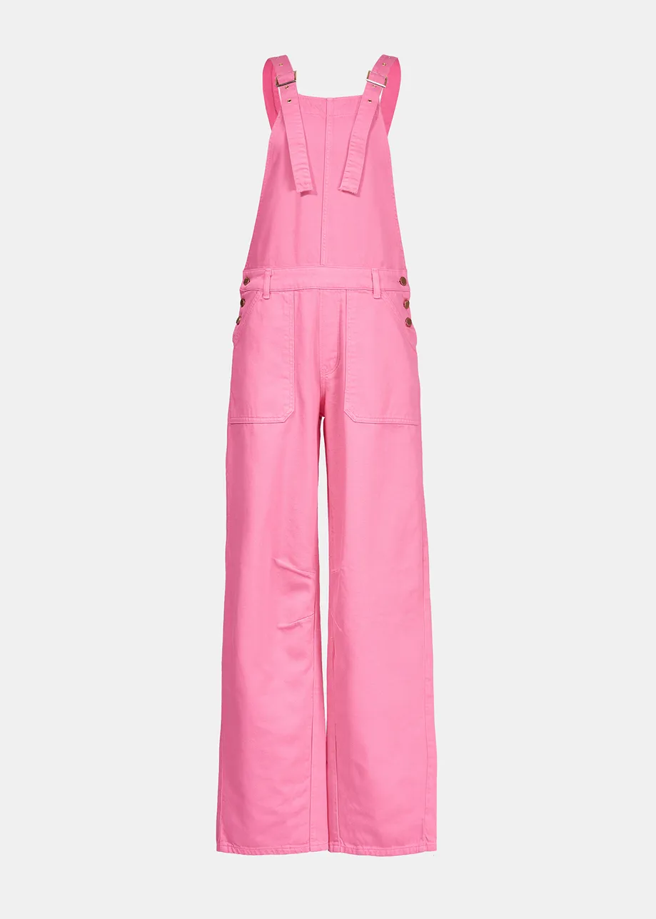 Salopette en coton rose néon