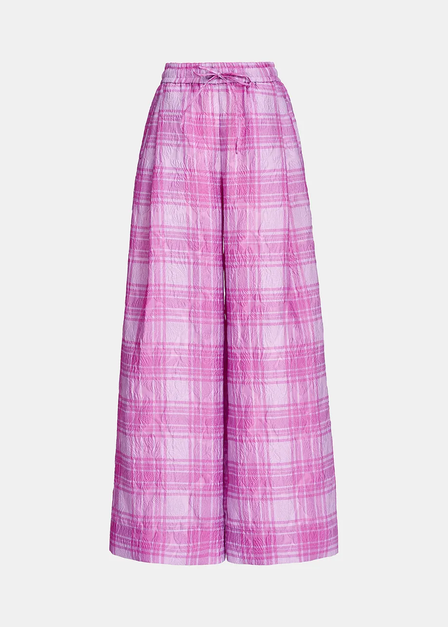 Lilac and purple checked wide-leg pants
