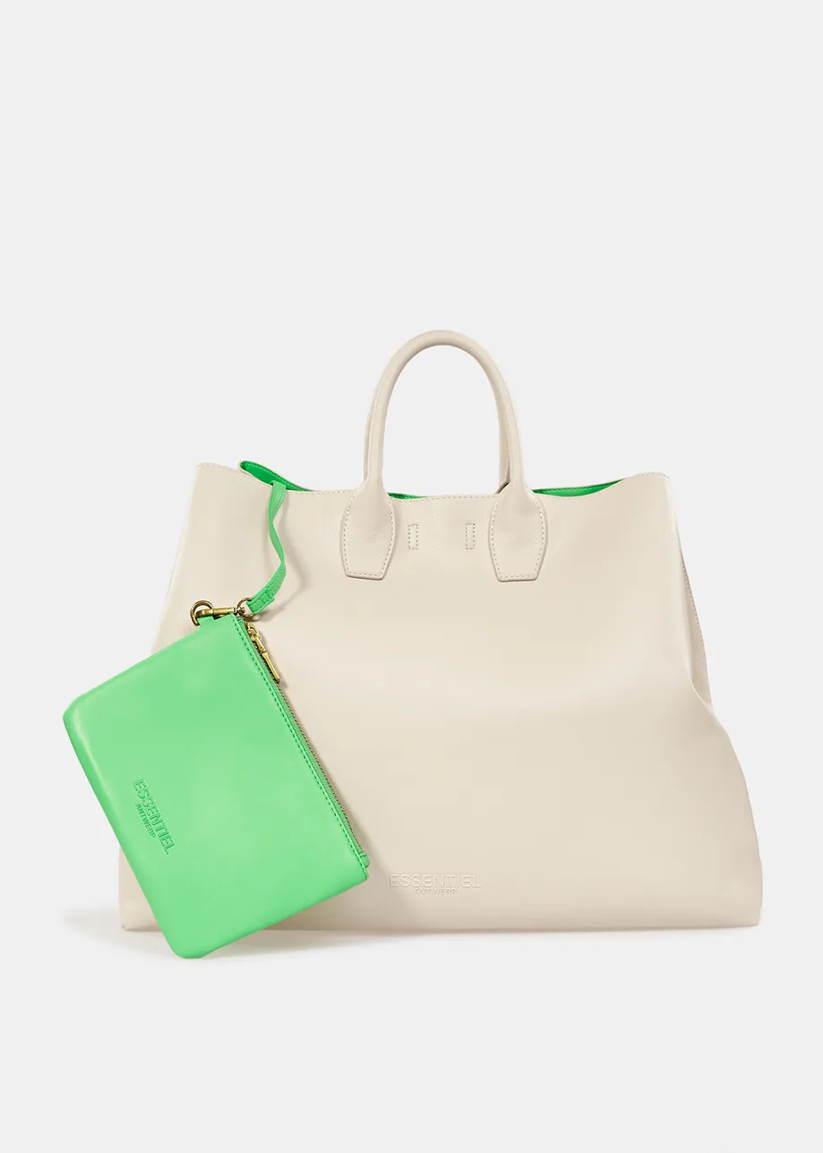 Cabas en faux cuir écru