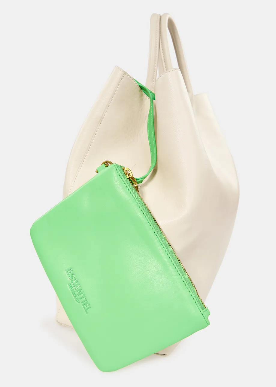 Ecru faux leather shopper bag