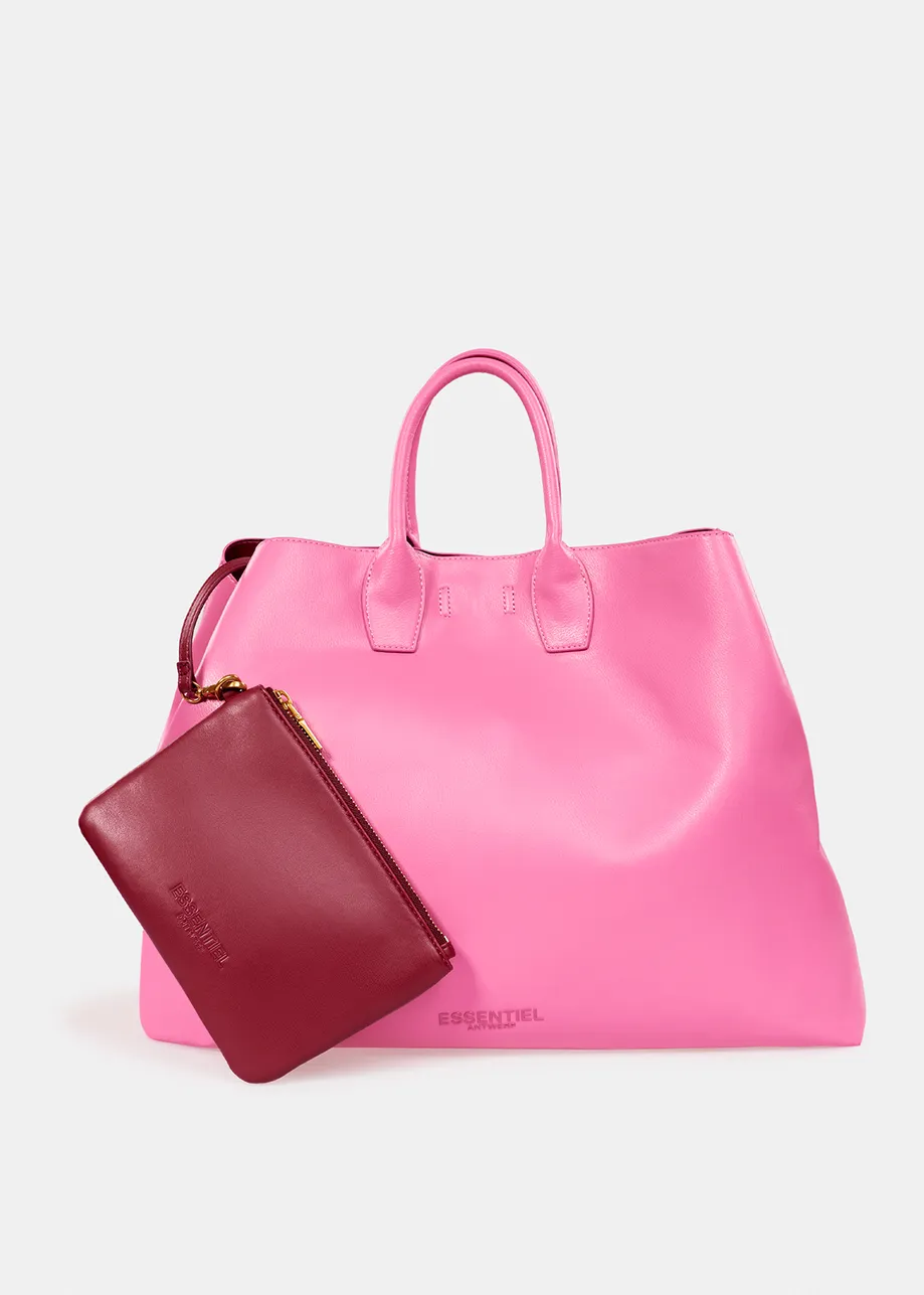 Pink faux leather shopper bag