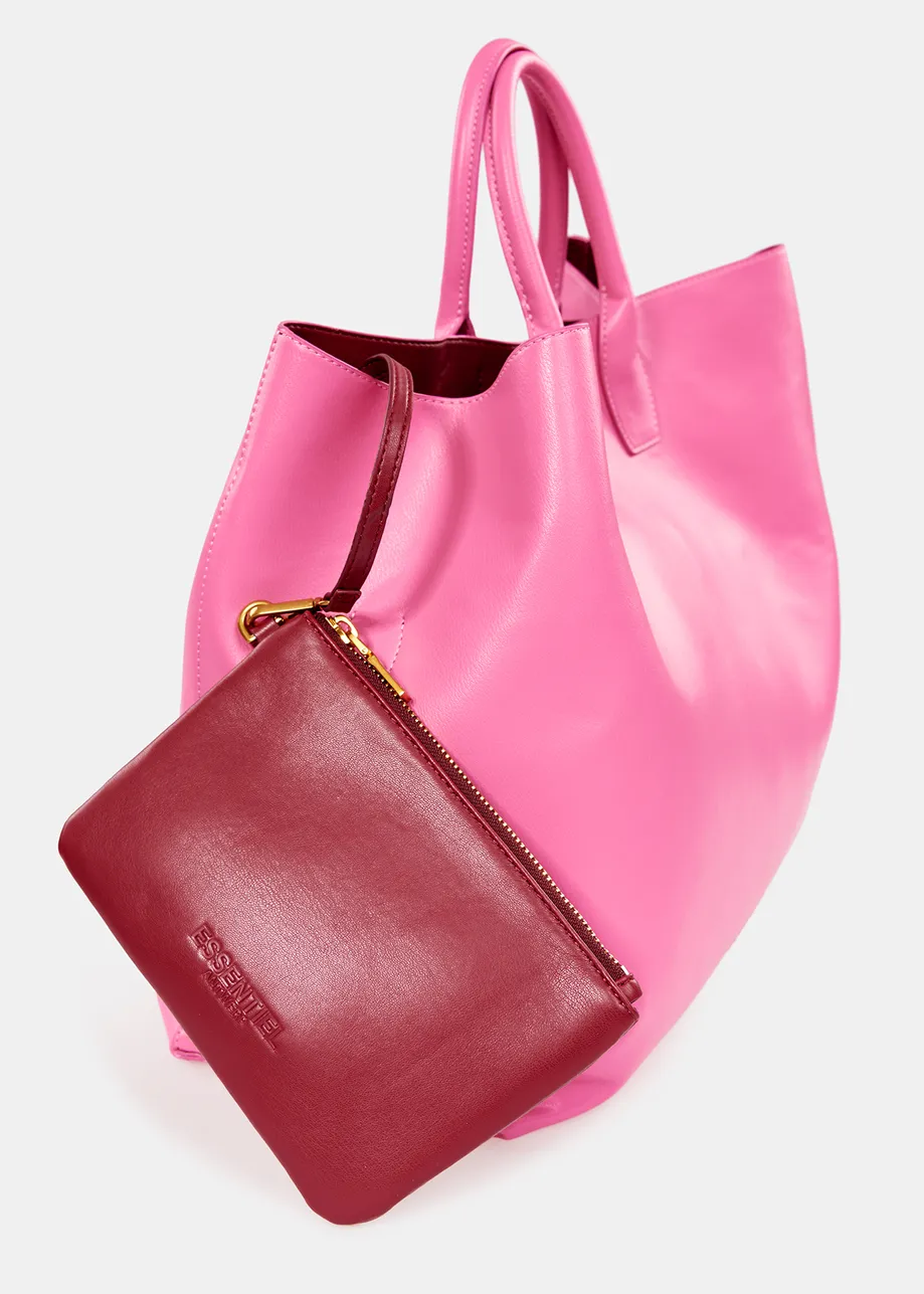 Pink faux leather shopper bag