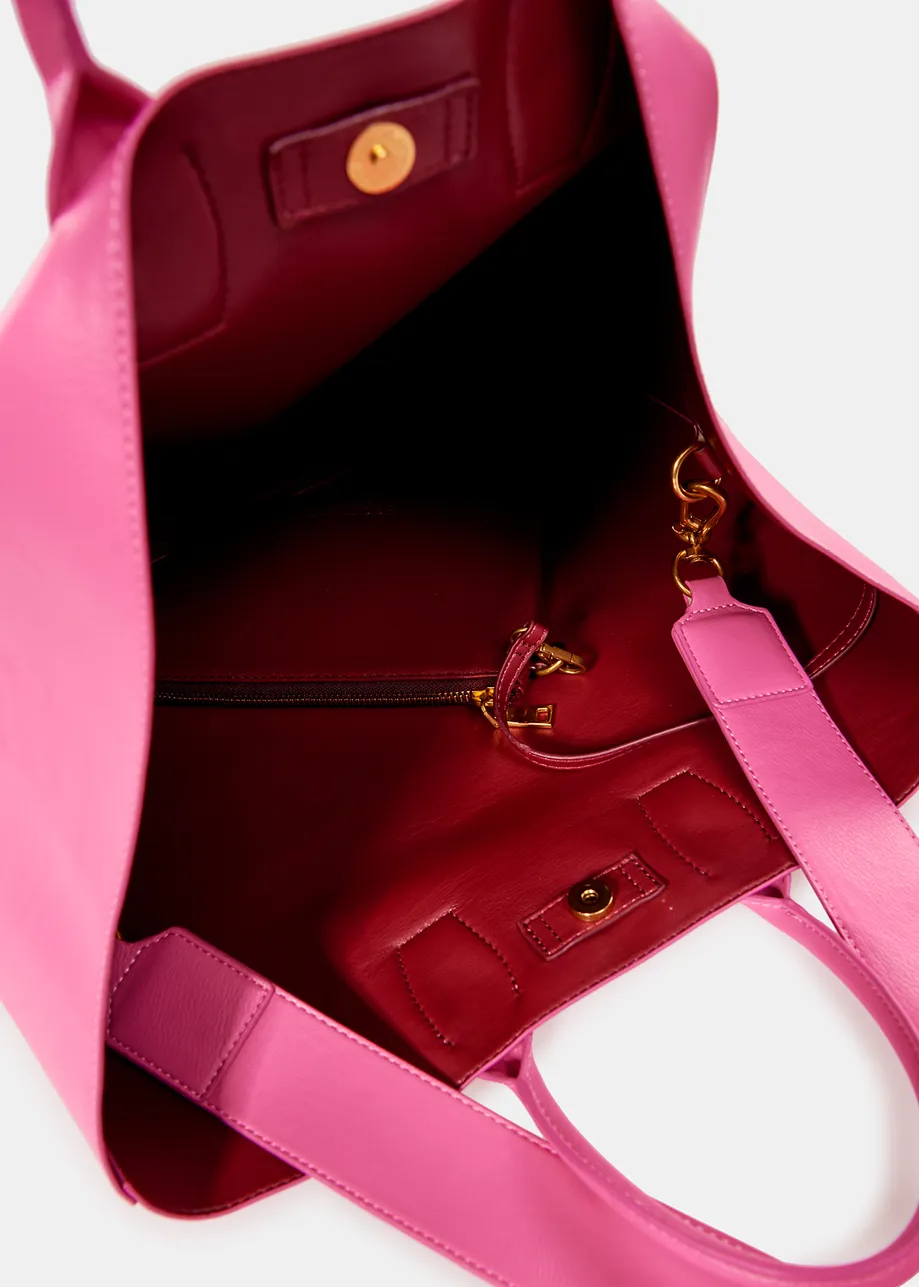 Pink faux leather shopper bag