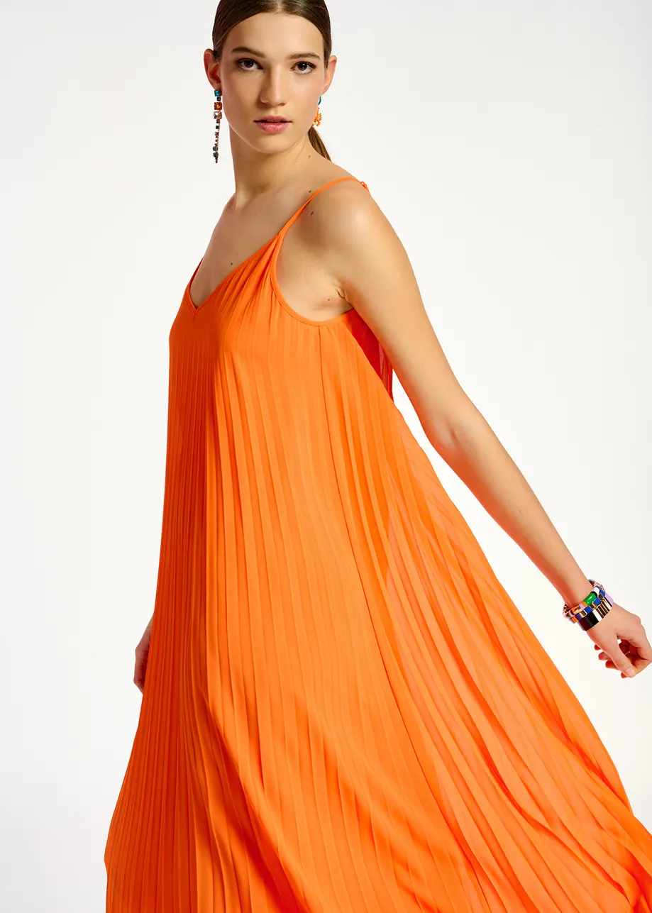 Robe caraco plissée orange