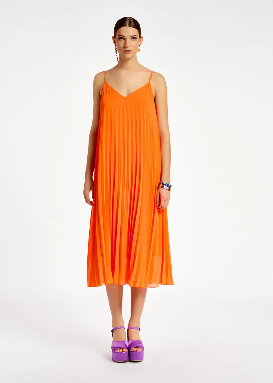 Robe caraco plissée orange