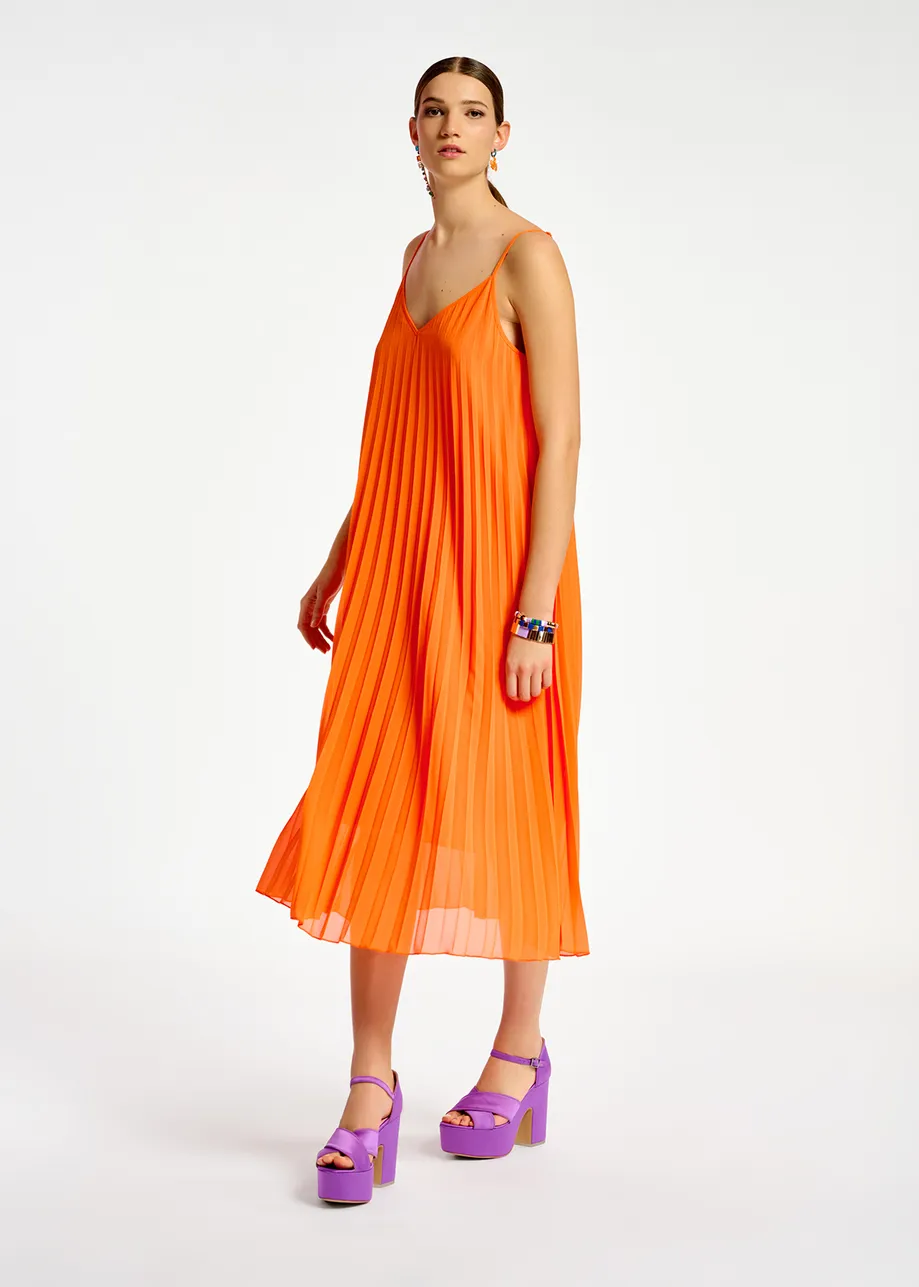 Robe caraco plissée orange