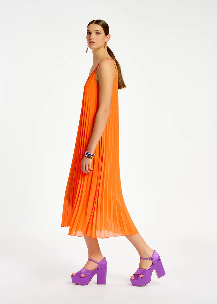 Robe caraco plissée orange