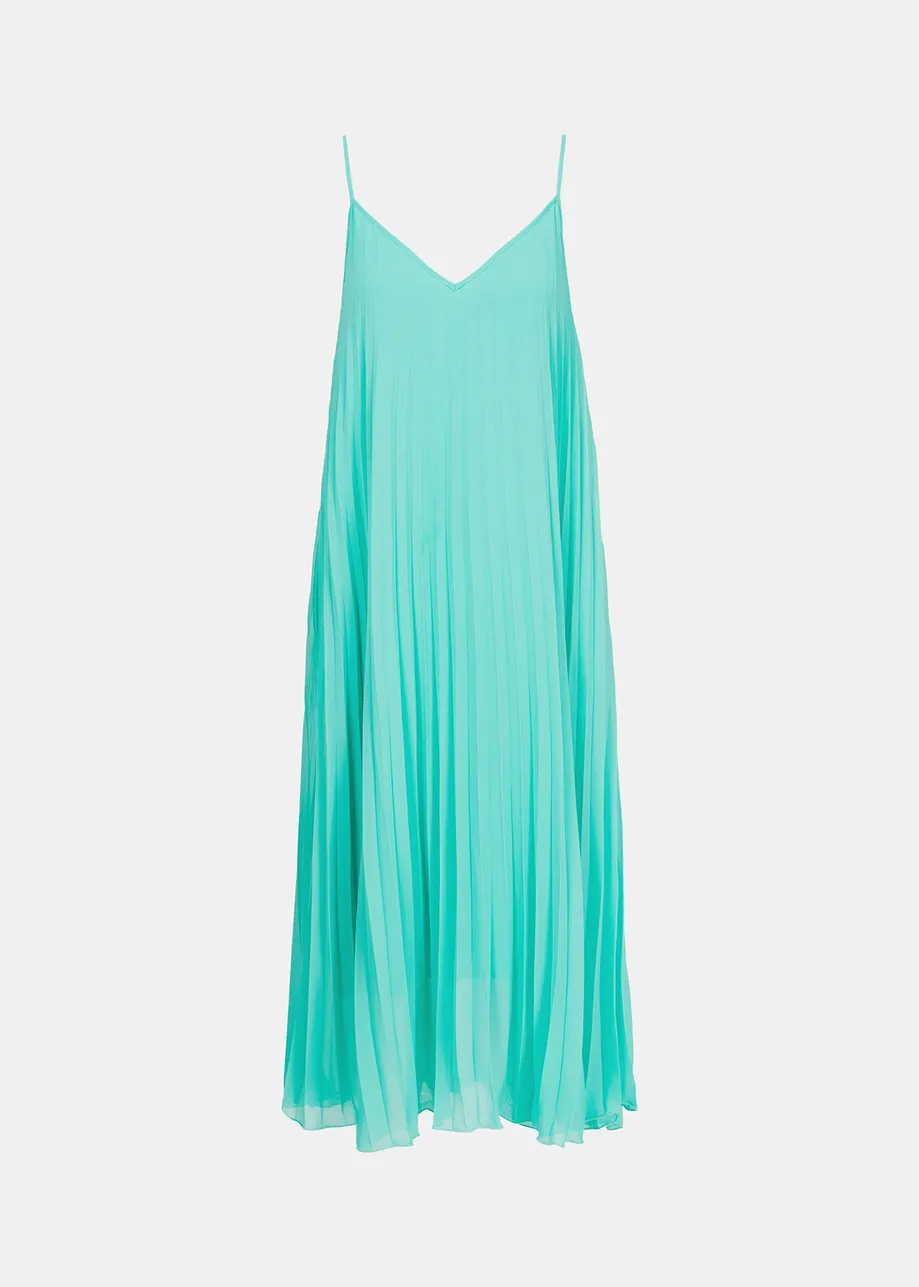 Robe caraco plissée turquoise