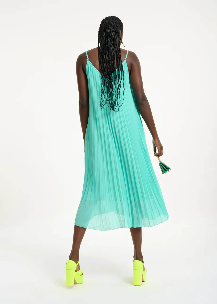 Robe caraco plissée turquoise