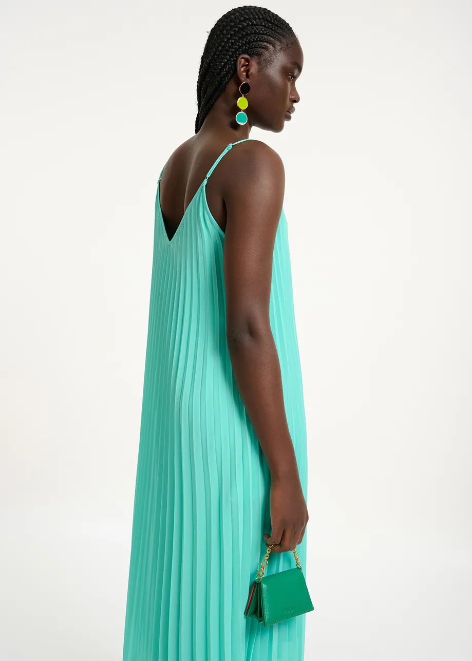 Robe caraco plissée turquoise