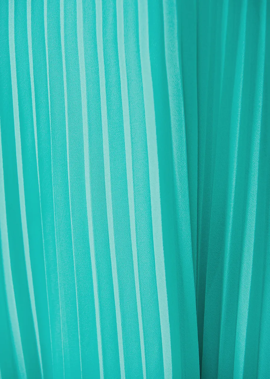 Robe caraco plissée turquoise