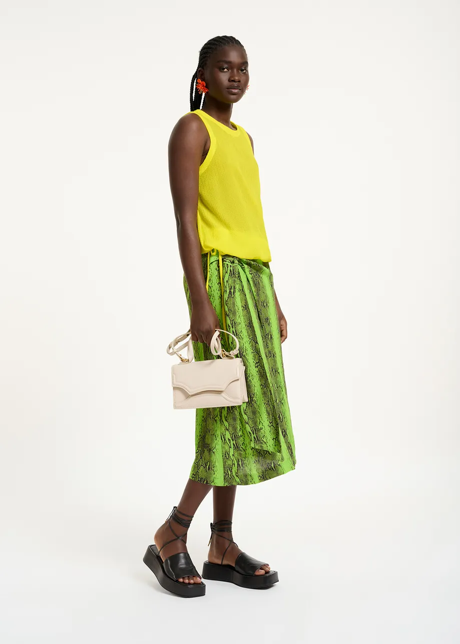 Yellow sleeveless top with drawstring fastening