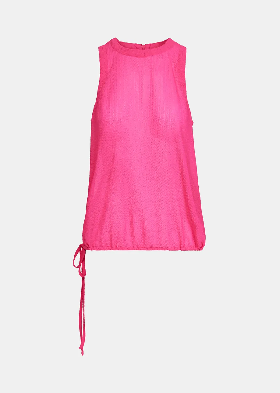 Fuchsia mouwloze top met trekkoord