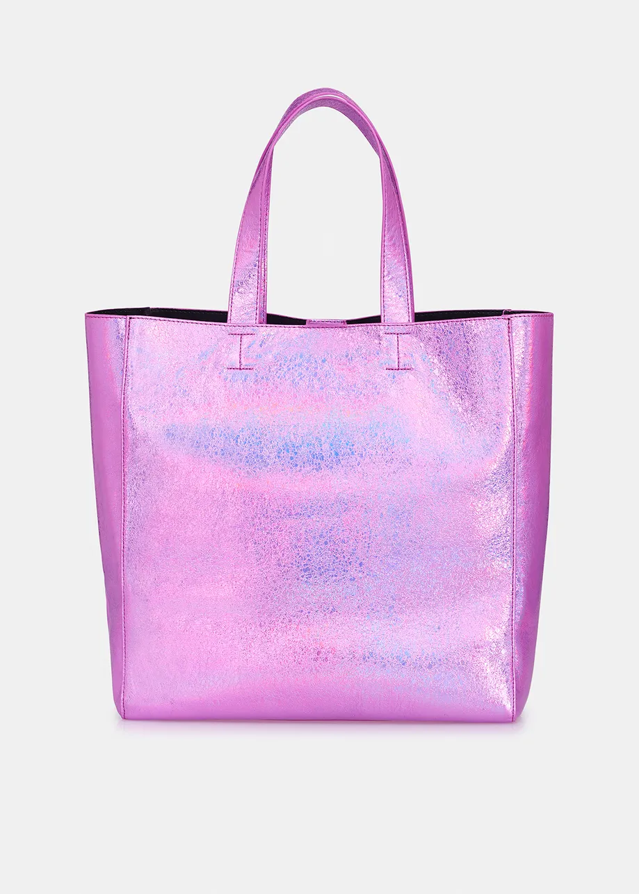 Purple metallic shopper bag