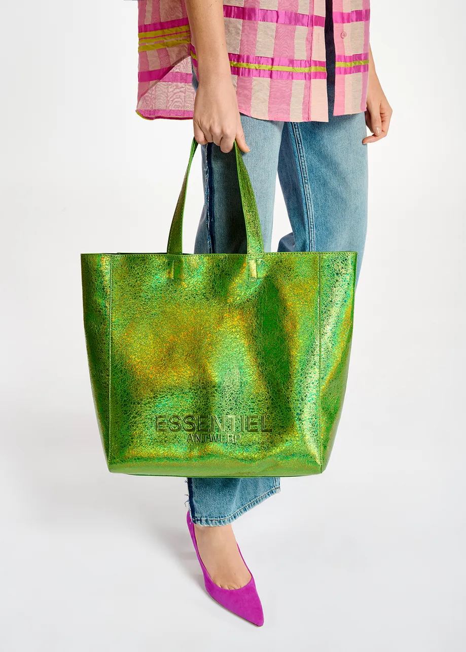 Green metallic shopper bag