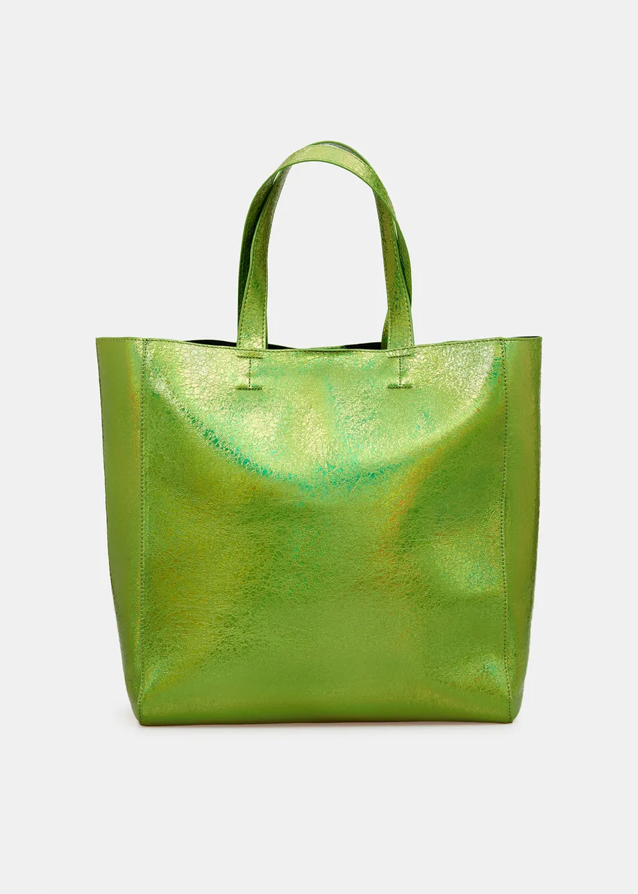Green metallic shopper bag